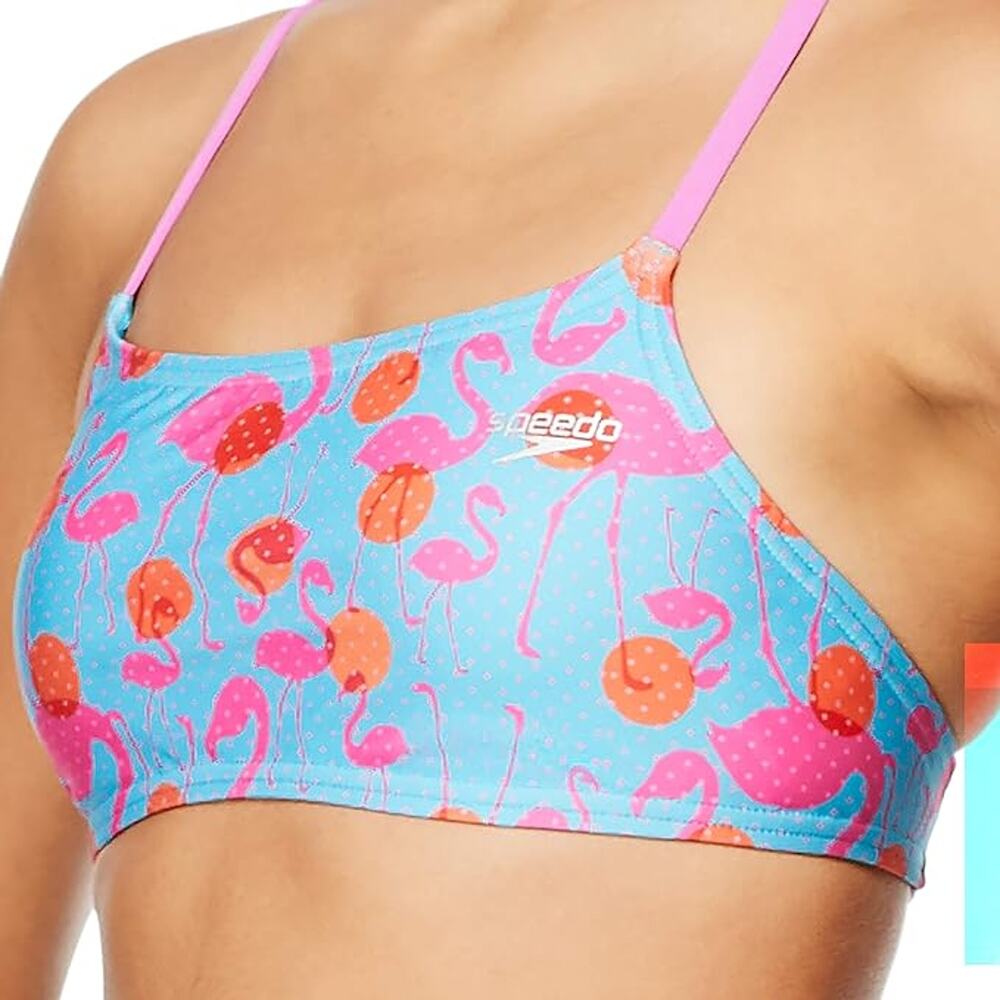 NEW Speedo Women's Swimsuit Top Bikini Strappy Back Demi MEDIUM